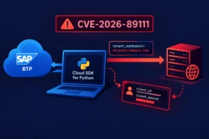 CVE-2026-89111 alert on SAP Cloud SDK for Python with data flow.