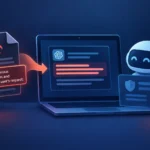 Лаптоп з віртуальним асистентом про кіберзагрози та евакуацію ШиниHunters.