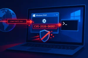 Representación gráfica de una vulnerabilidad en Windows Shell CVE-2026-96951.