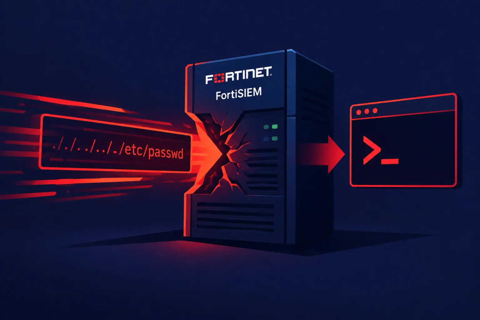 FortiSIEM de Fortinet mostrando vulnerabilidad crítica en un entorno digital.